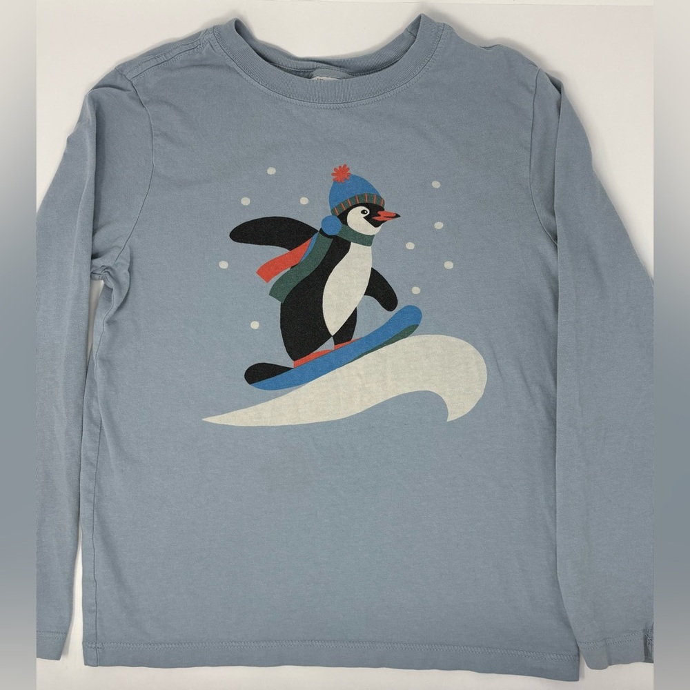 HANNA ANDERSSON: Snowboarding Penguin Long-Sleeve Graphic T-Shirt, Size 8
